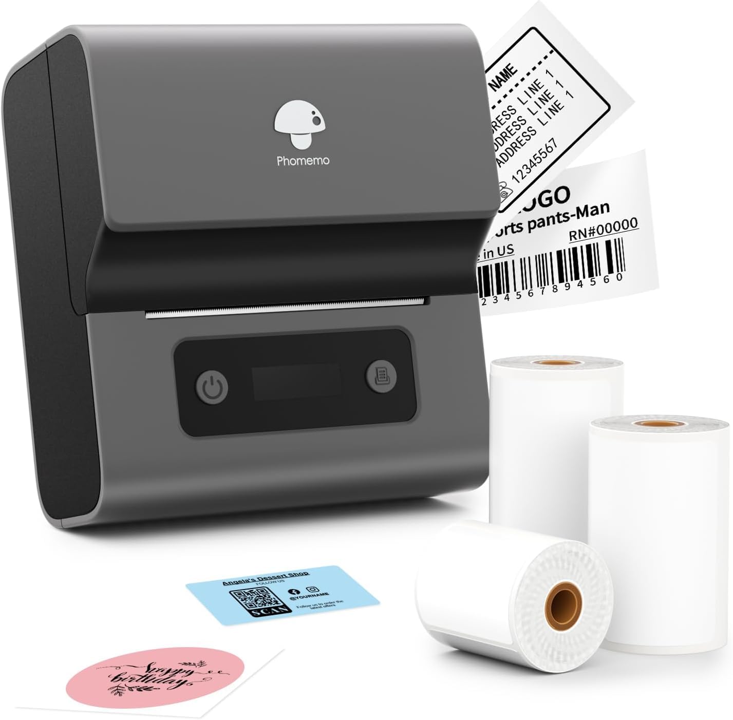 Phomemo M221 Label Maker, 3 Inch Bluetooth Thermal Label Printer with 3 Roll Paper Set for Batch Printing, Barcode, Address, Product Ingredient, Barcode Label Printer for Small Business,File Folder