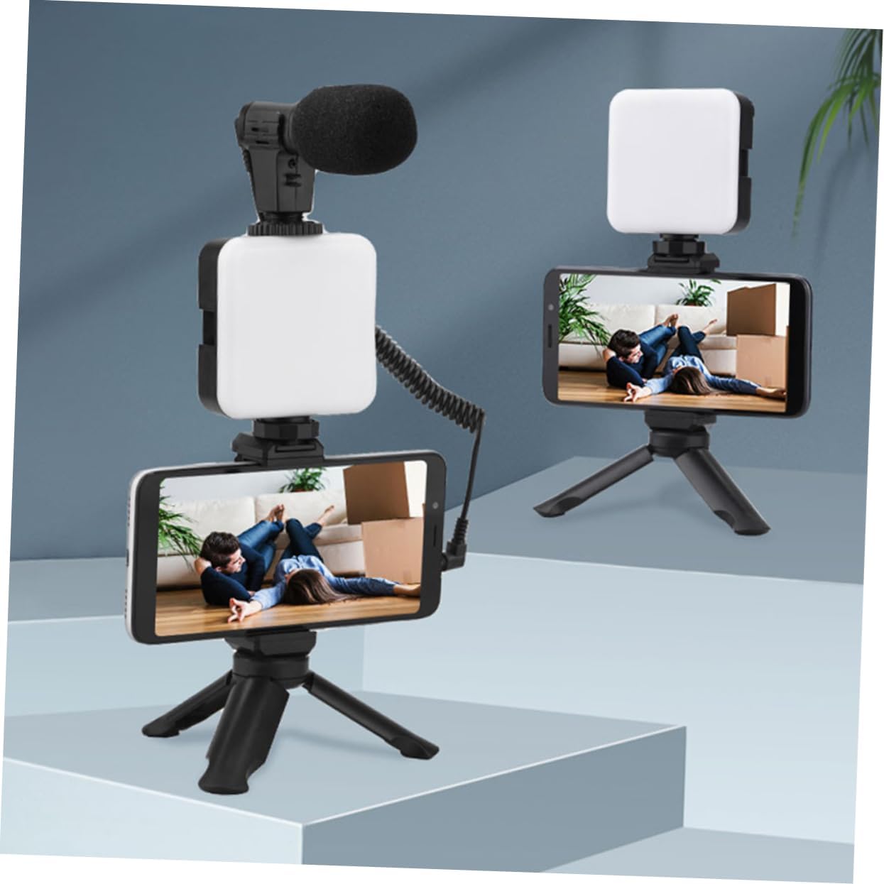 POPETPOP Phone Bracket for Desk Smartphone Vlog Shooting Tool Set Led Light Fill Lamp Tripod