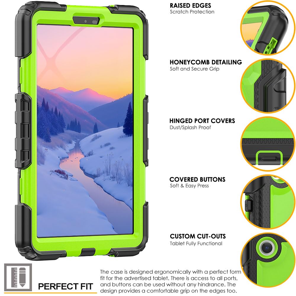 TECHGEAR UTILITY Etui pasuje do Samsung Galaxy Tab A9 22.1 cm (SM-X110 / SM-X115), wytrzymałe, wytrzymałe etui odporne na wstrząsy, z obrotowym stojakiem 360, paskiem na rękę i paskiem na ramię,