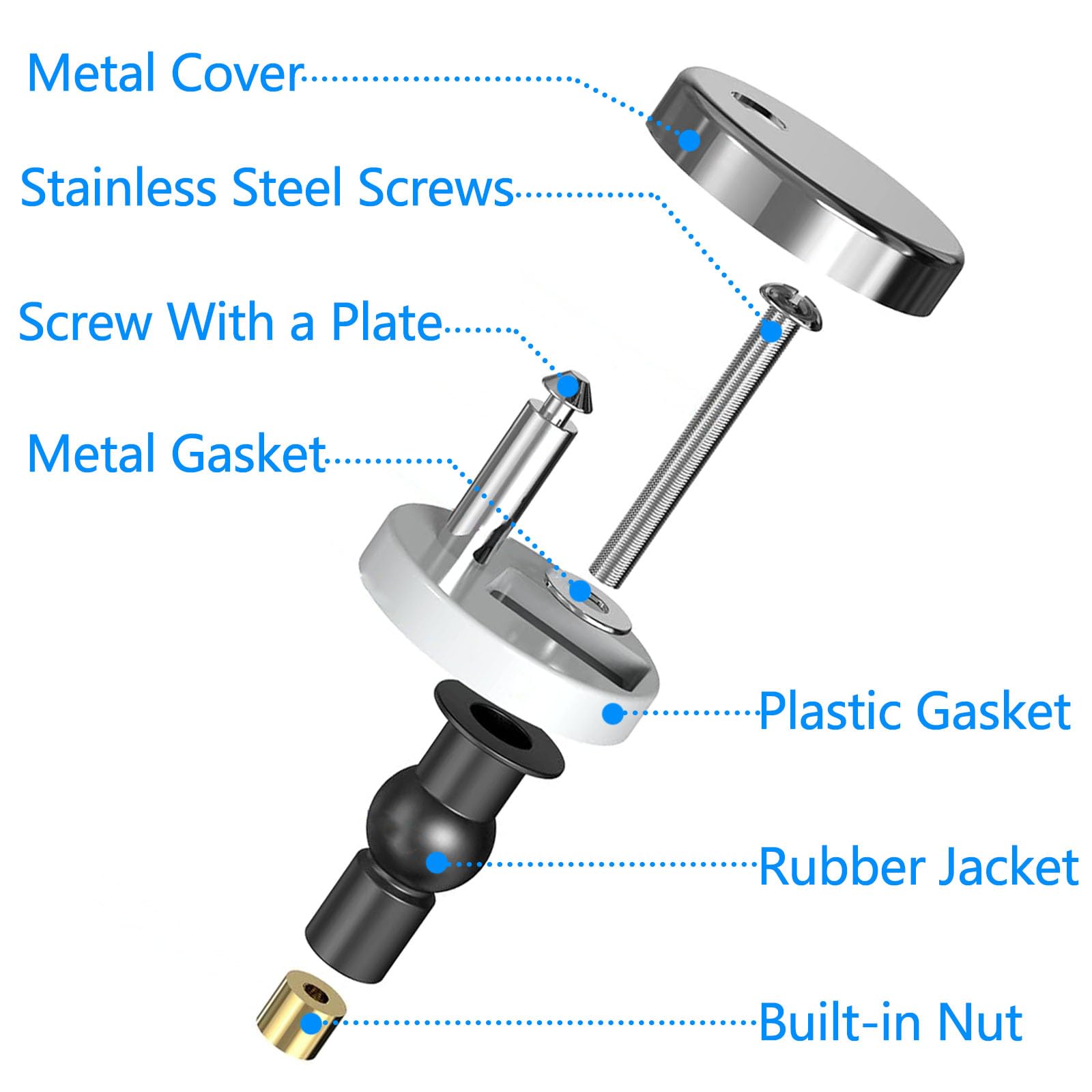 2Pcs Quick Release Toilet Seat Top Fittings Toilet Seat Hinges Toilet Seat Fixings Universal Top Fixing Quick Release Toilet for Toilet Blind Holes - Image 3