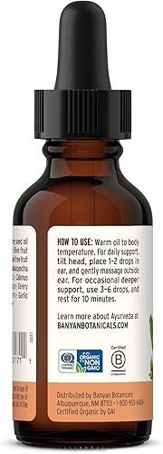 Miniatura 8 de Banyan Botanicals Aceite para los oídos – Aceite de hierbas orgánicas gotas para los oídos con Ashwagandha y ajo – Calmante y reconfortante para los