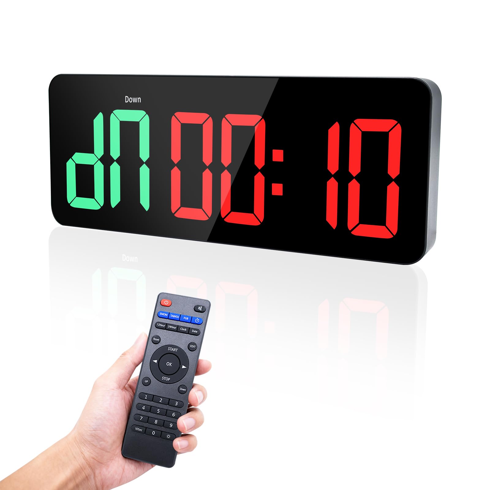 Timer Sport, Minuteur Fitness 3" Grand Ecran Time, 12/24 Heures Horloge Murale Numérique LED, Chronomètre avec Télécommande, Minuteur d'intervalle, Time pour Salle de Sport Garage à Domicile