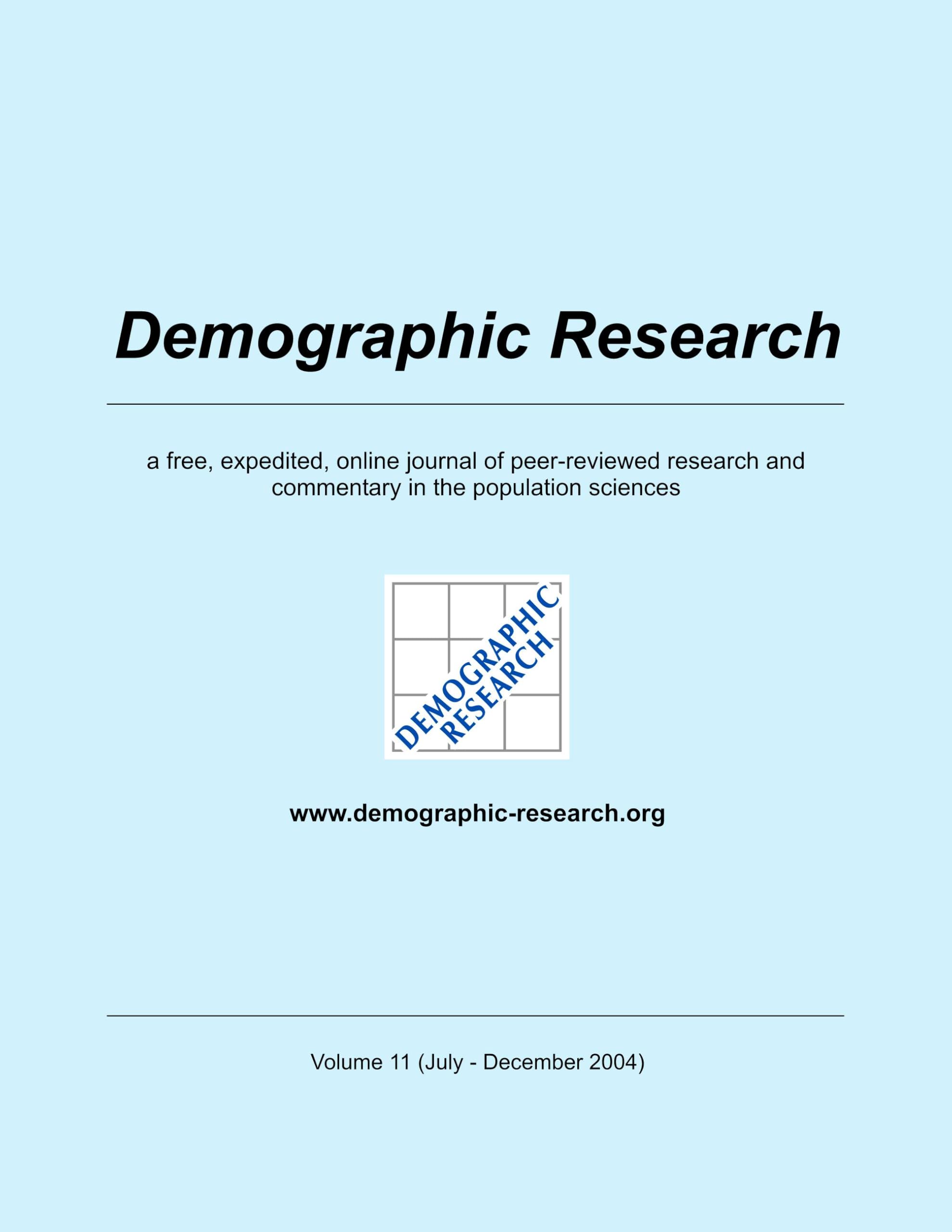 Demographic Research, Volume 11: a free, expedited, online journal of peer-reviewed research and commentary in the population sciences