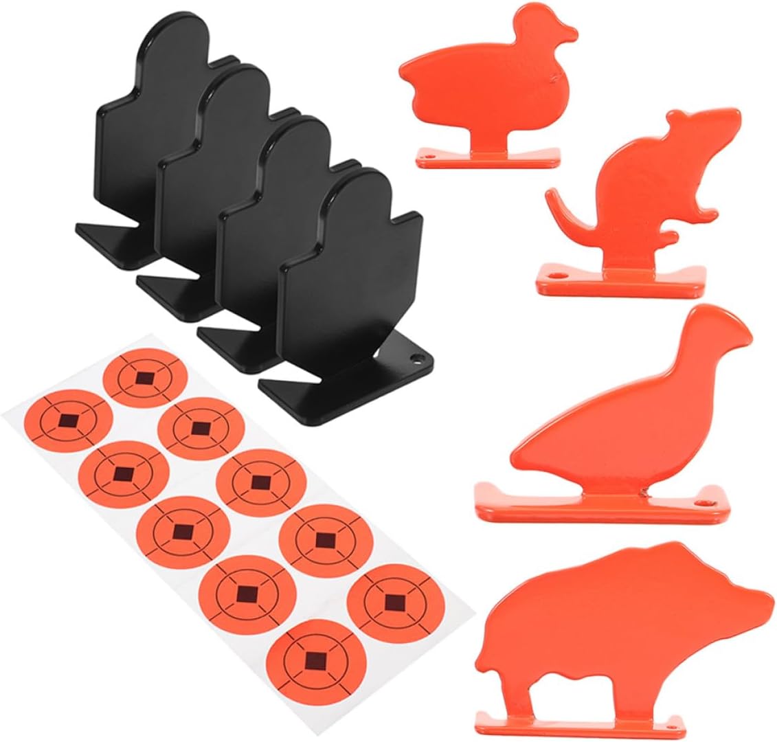 8Pcs Metal Animal Targets and Human Silhouette Shooting Practice Small Steel Resetting Targets for Long Range Training and Outdoor Shooting Sports