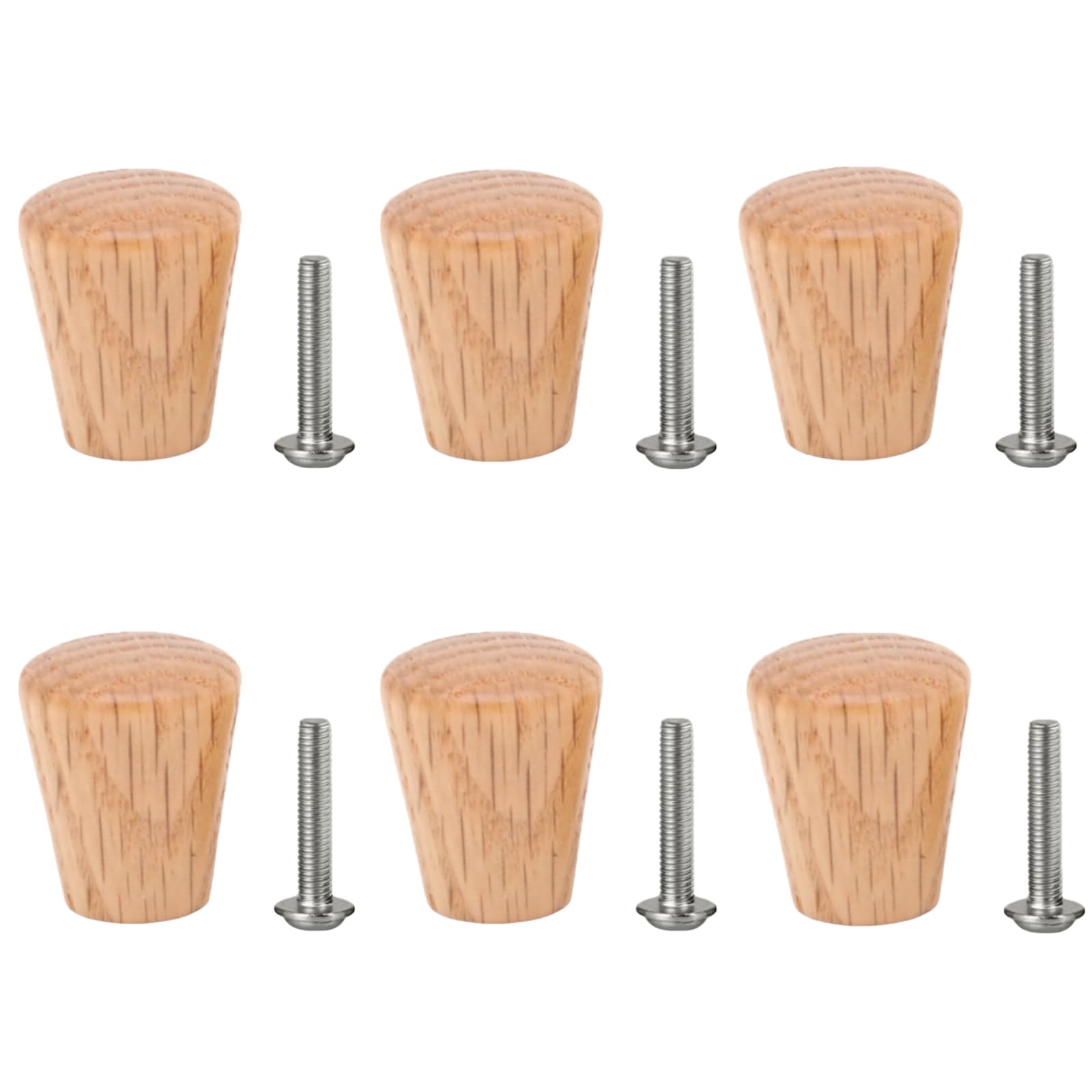 SANCHAKOU Furniture Knobs 6Pcs Solid Wood Single Hole Beech Wood Handle Wardrobe Drawer Door Log Walnut Wood Handle 24Mm*28Mm Oak