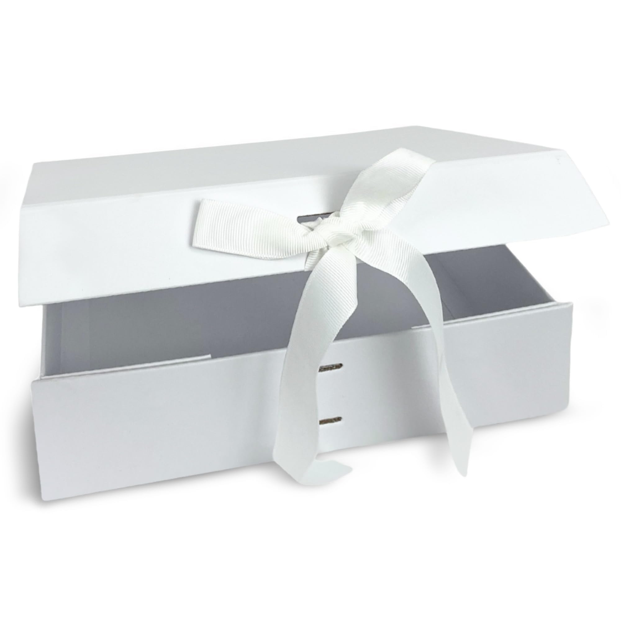 Geschenk-Box mit Deckel | 23 x 17 x 7 cm (10er Pack) | Geschenk-Karton mit Magnet-Verschluss & edler Schleife | Perfekt für Geburtstag, Hochzeit, Geburt | Geschenk-Verpackung in Weiß