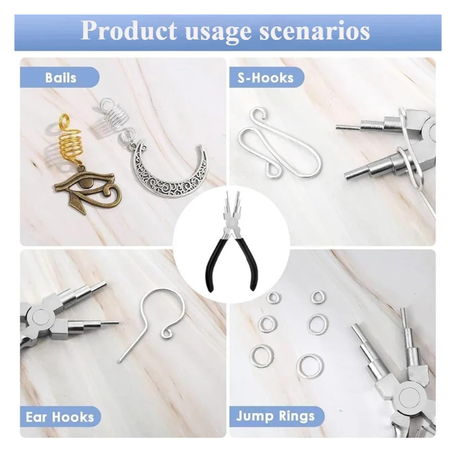 Juego de alicates para joyería Juego de alicates for joyería: herramientas for enrollar alambre y abrir anillos, ideal for abalorios, manualidades bisutería(34 piece set B)