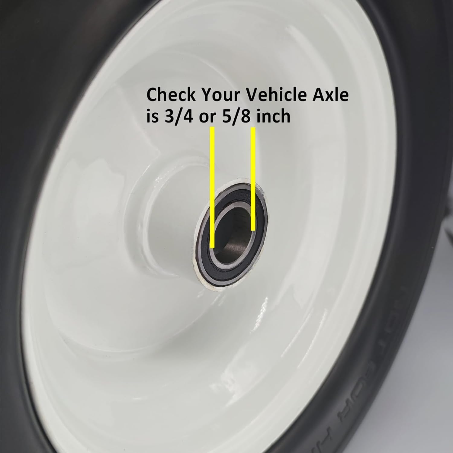 16x7.50-8 Tire and Wheel with 3/4 & 1 inch Bearings, 3” Center Hub Lawn Mower Tire on 8x5.375 White Rim Assembly for Lawn & Garden Tractor, 440lbs, 4PR(Set of 2)