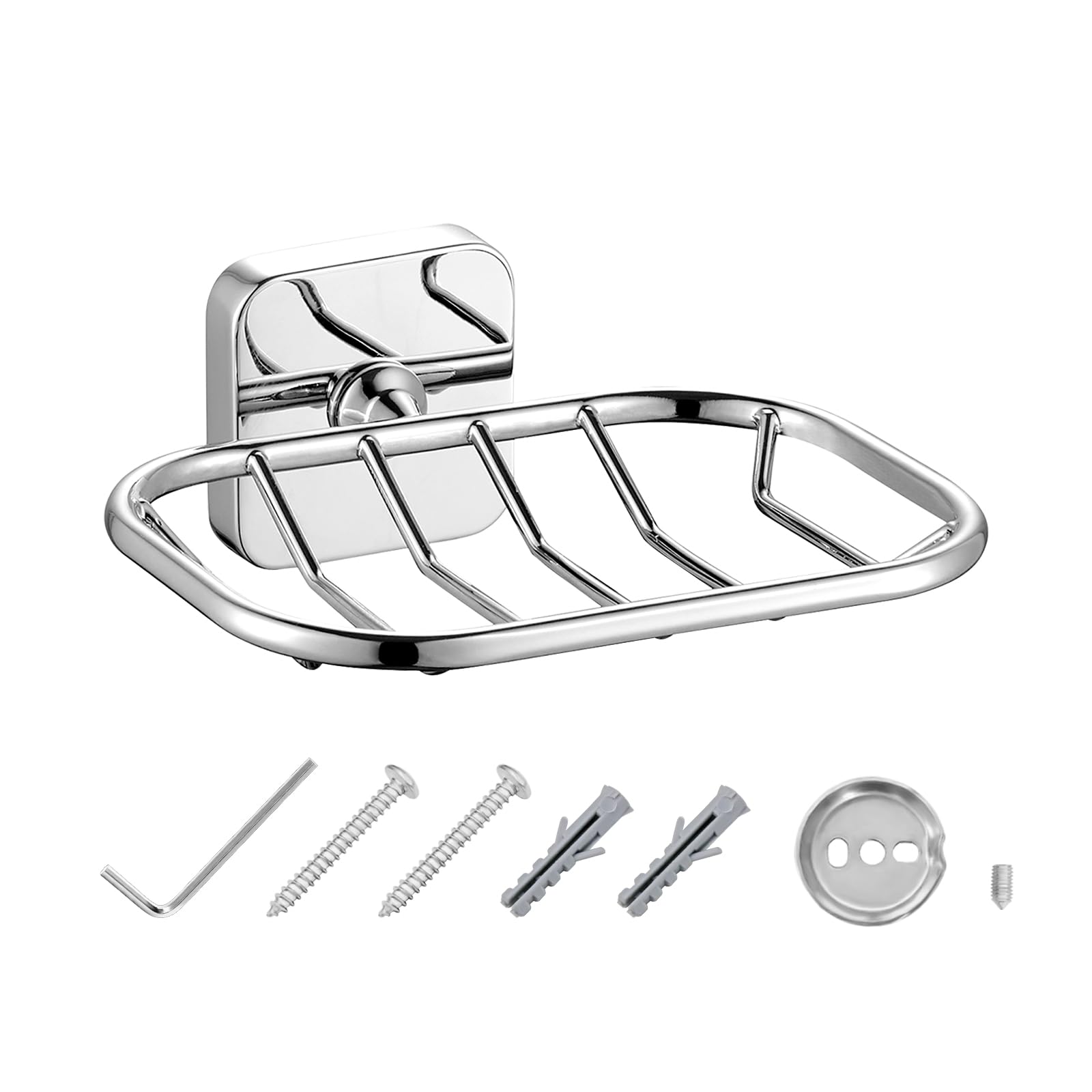 JASSFERRYWall Mounted Soap Basket for Shower, Bathroom Accessories Bar Soap Dish with Polished Chrome Finish Soap Holder Rustproof for Bathroom, Bathtub, Kitchen