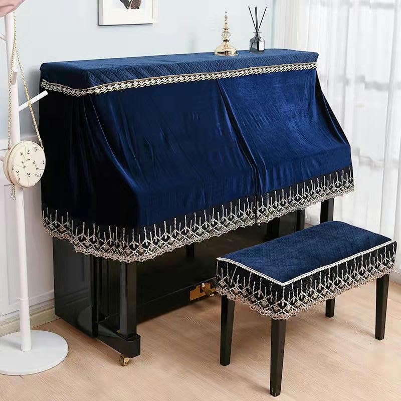 Copertura Pianoforte Verticale 150cm - Velluto Nero Con Oro, Anti Polvere - Foto 6