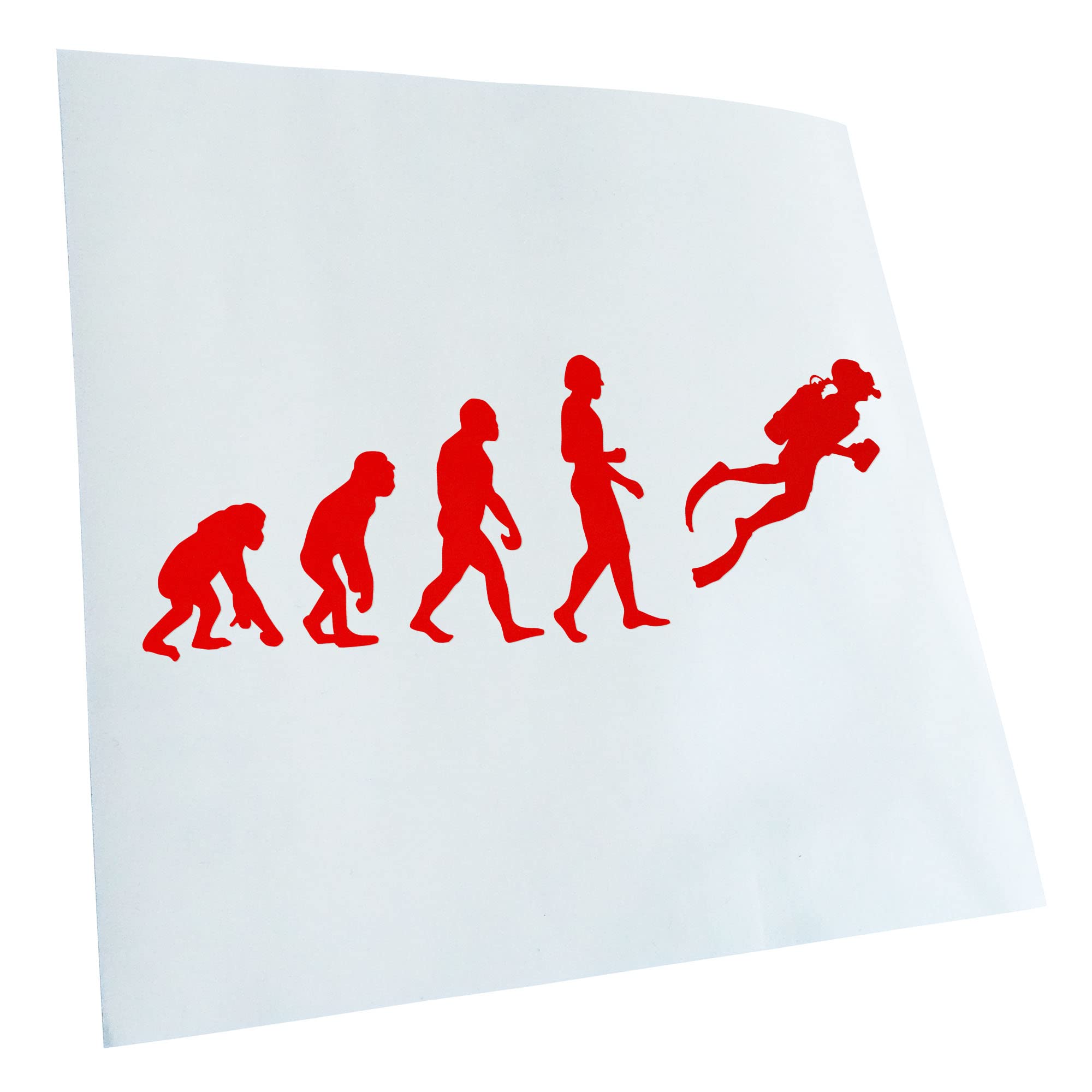 Kiwistar - Car Sticker - Red - 24 x 8 cm Evolution Diver Snorkelling - Rear Window Car Sticker Weatherproof for Car Truck Moped Truck - Sticker Exterior Self-Adhesive Tuning Accessories for Window
