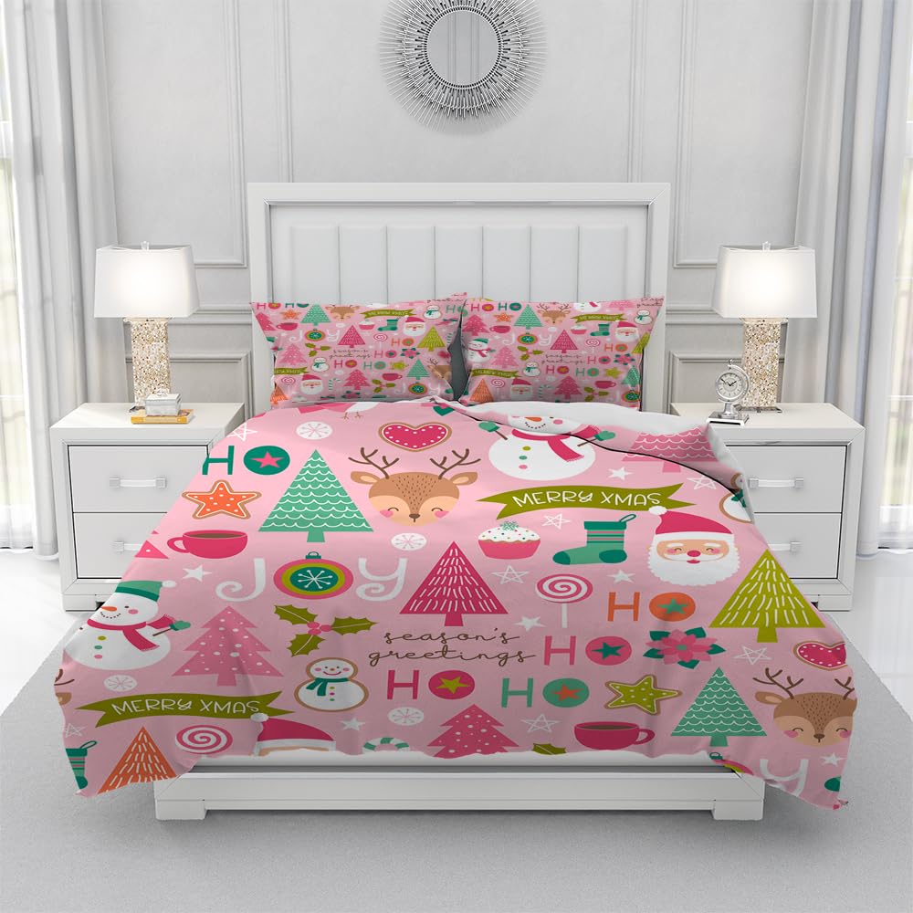 Yzehomijia Soft Christmas Duvet Cover Sets 200×200cm (Santa Claus/Snowflakes), Gift for Children/Teenagers - Image 4
