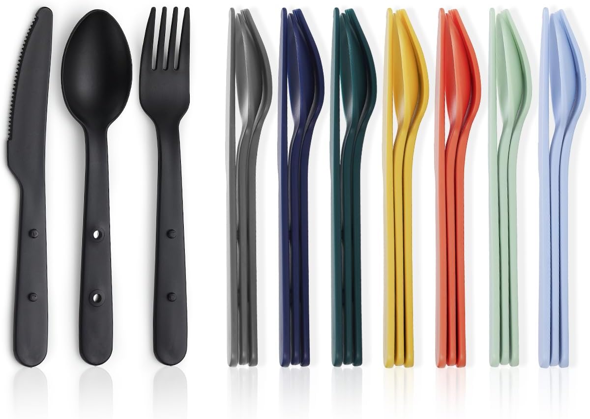 Kyraton Portable Travel Utensils Set for 8 – Reusable Cutlery for Picnics & More