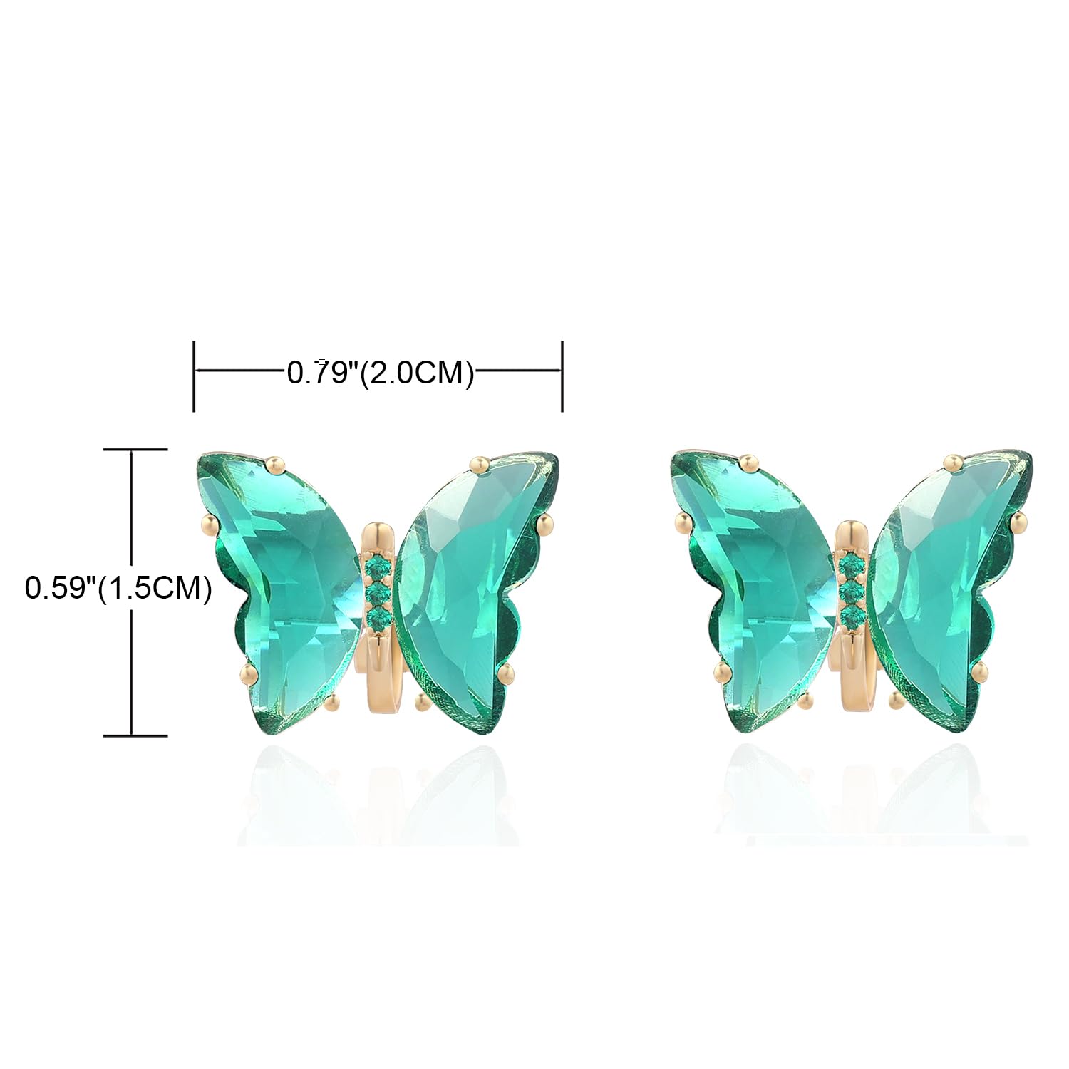 YOQUCOL Butterfly Shape Crystal Clip On Earrings Non Pierced Golden Stud for Women