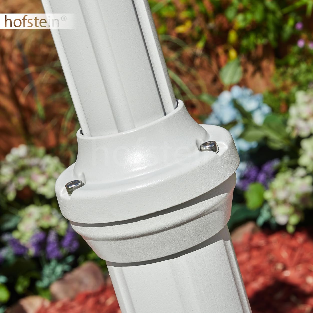 HOFSTEIN Lampa zewnętrzna Naofe, oświetlenie ścieżki z metalu/szkła w kolorze białym/przezroczystym, kandelabr o antycznym wyglądzie, wysokość maks. 220 cm, oświetlenie ogrodowe IP44, 3 x E27, bez