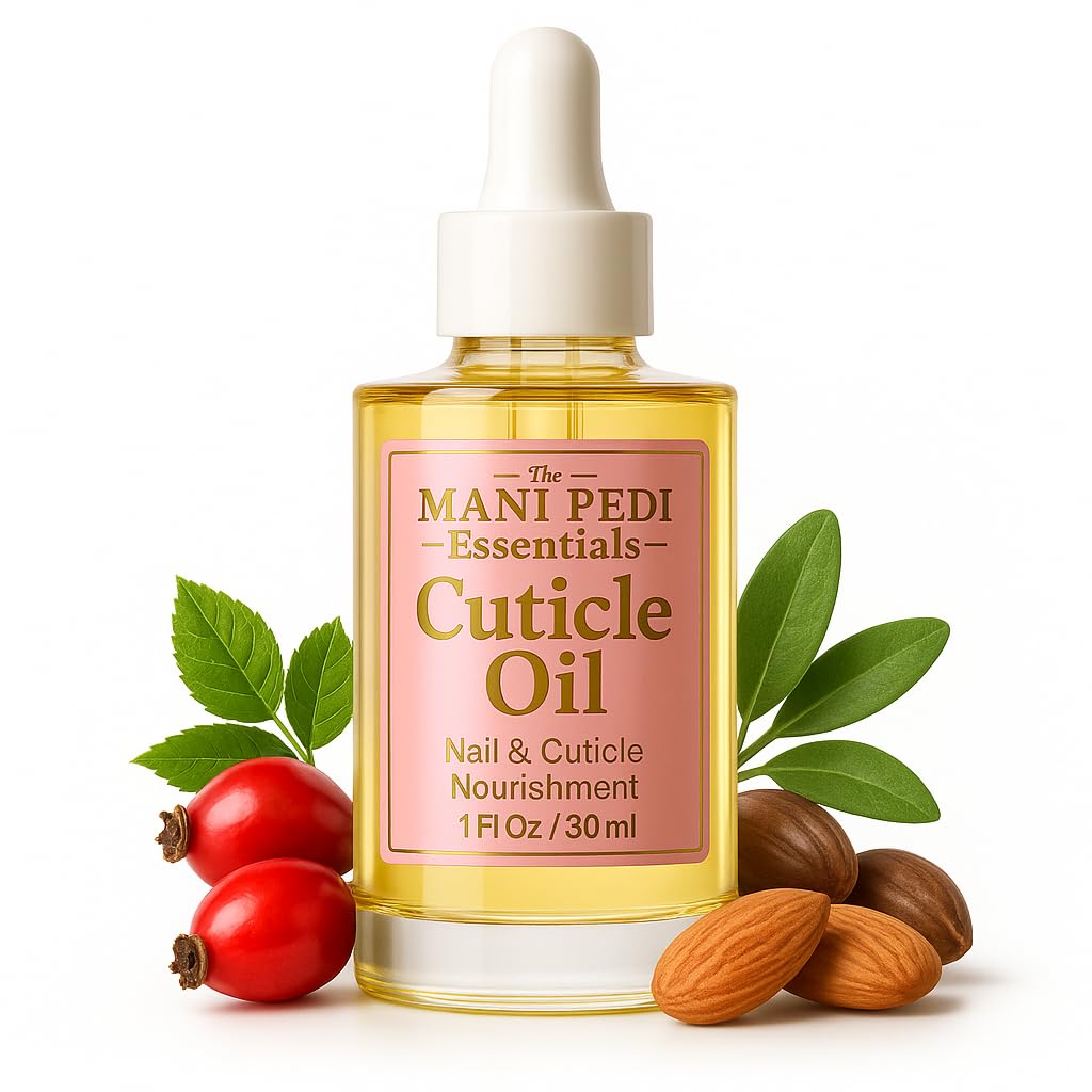 THE MANI PEDI ESSENTIALS Cuticle Oil Nail Serum with Jojoba, Rosehip & Almond oils Nail Strong Oil for Cuticle Care, Nail Growth & Strength - 30ml