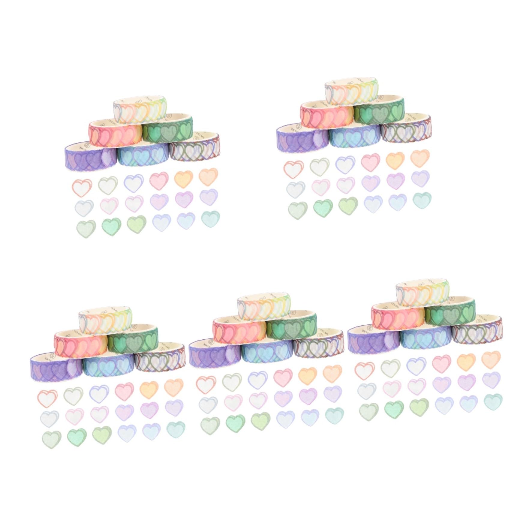 Lurrose 30rollen Herz-washi-sticker Dekorative Herzaufkleber Für Scrapbooking Journaling Und Bastelprojekte Selbstklebend Gemischten Farben Für Kreative -ideen Und