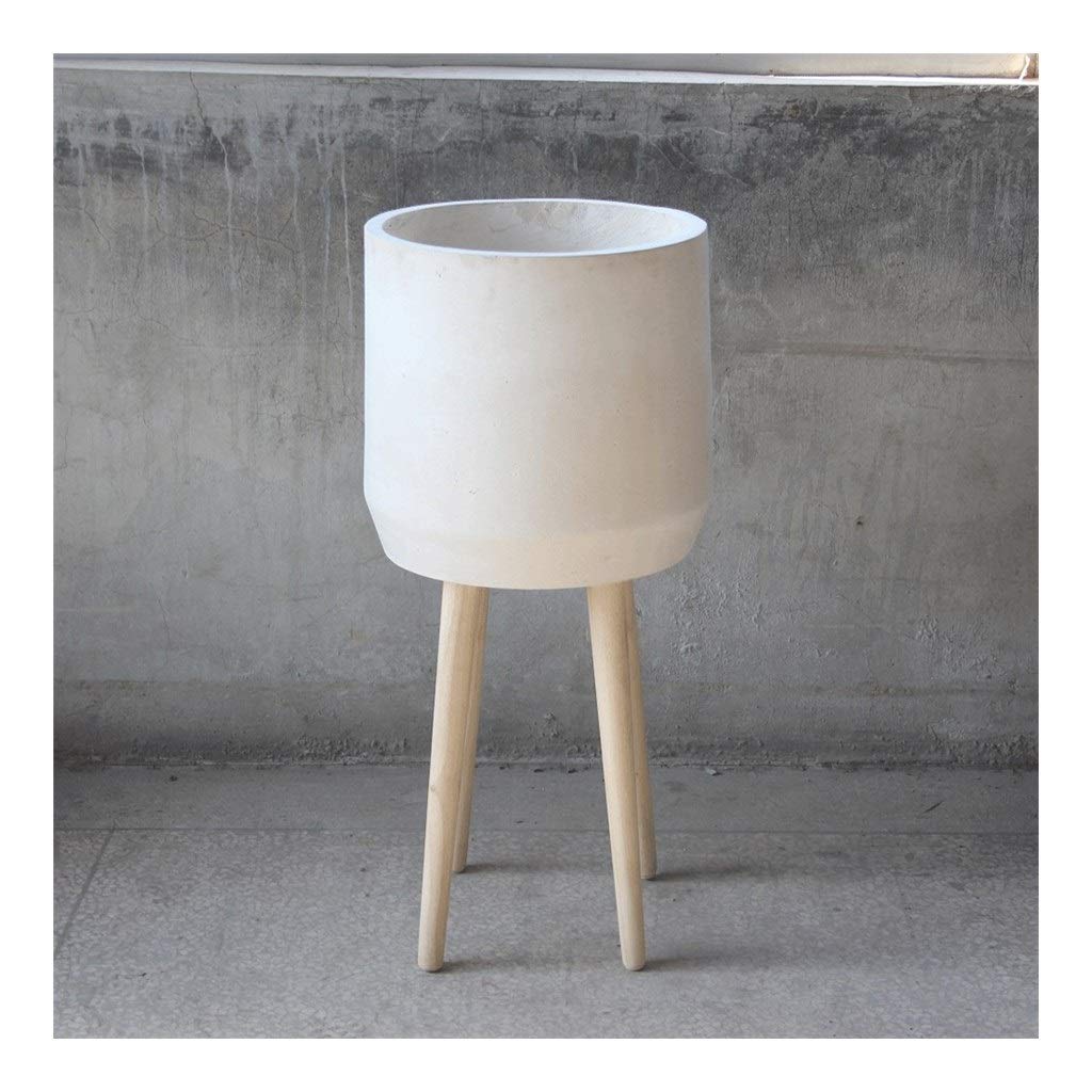Supporto per Fiori da Esterno per Interni Bonsai Rustico Decorazione per la casa con Gambe in Legno Vaso da Fiori Rotondo Ovale Giardino in Cemento Supporto per Piante da Giardino Decorativo