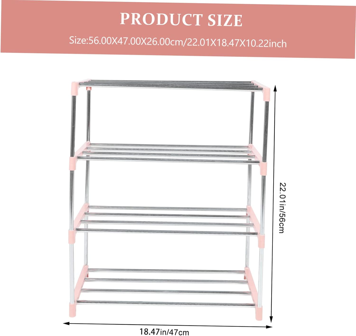 Four-Layer Shoe Rack Storage Shelf Space Saver Stainless Steel Organizer