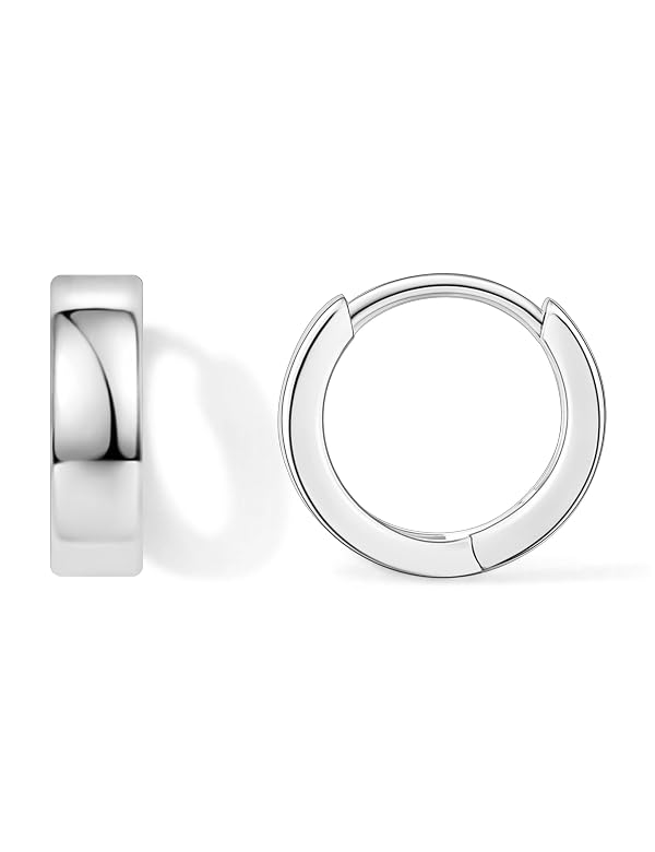 Fiusem Silver Tone Huggie Hoop Earrings for Women, 8MM by Fiusem - Used condition - US$8.10