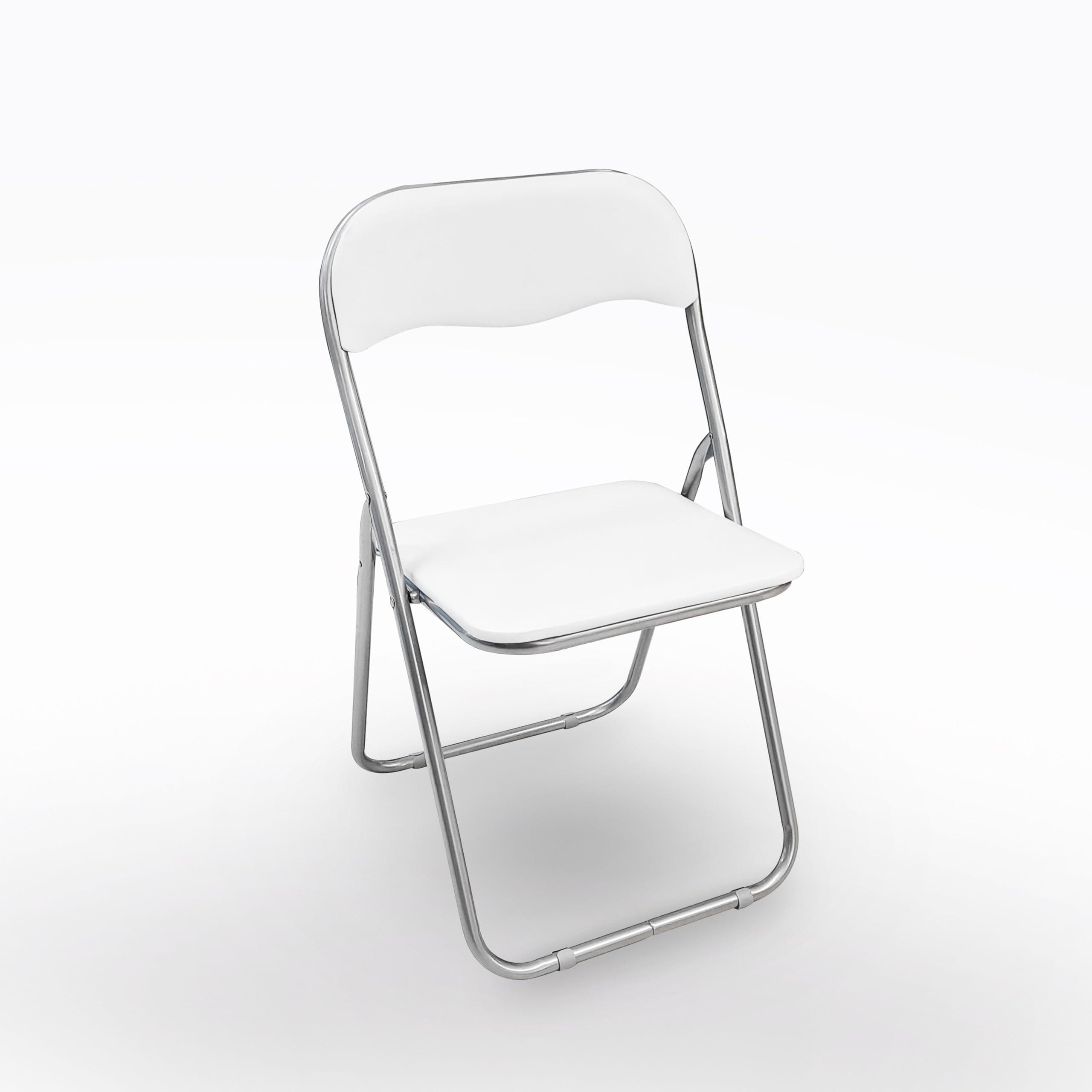 Bissolo Casa - Sedia pieghevole Bianca in metallo e PVC, Seduta salvaspazio, Sedia per riunione, cm 43x47 H.79,5