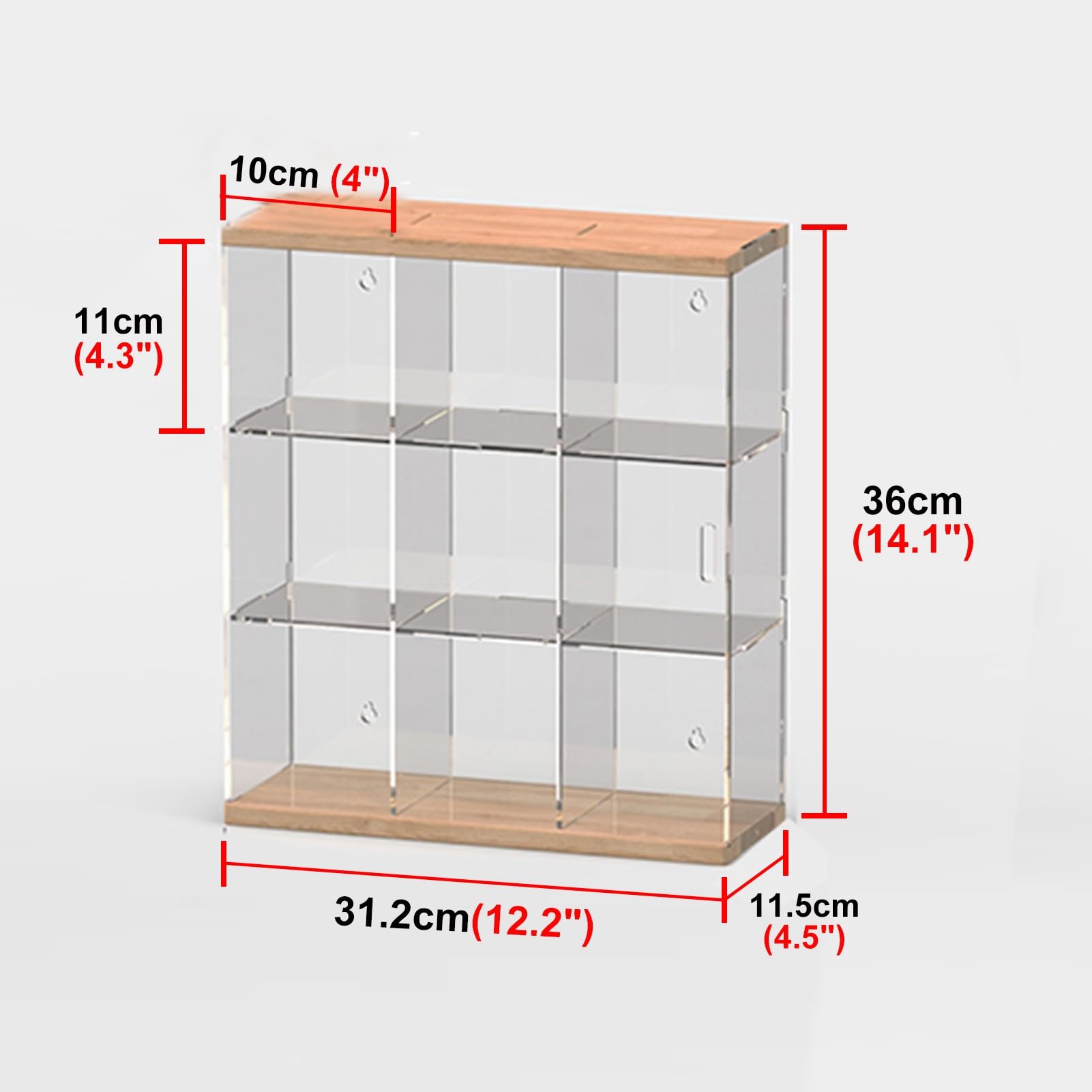 Teca Plexiglass Vetrina Espositiva in Acrilico Trasparente da Parete, Mensola Espositiva con Viti e Ripiani Regolabili, Contenitori Antipolvere per Riporre Più Bambole/ Miniature(31.2x11.5xH36cm/12x4.