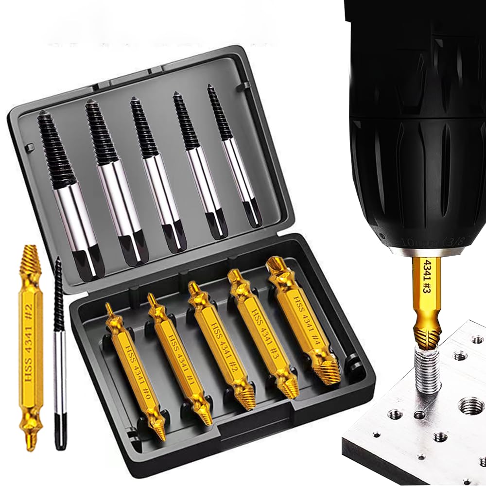 12Pcs Damaged Screw Extractor - Remover for Stripped Head Screws Nuts & Bolts, Drill Bit Tools for Easy Removal of Rusty & Broken Hardware, High Speed