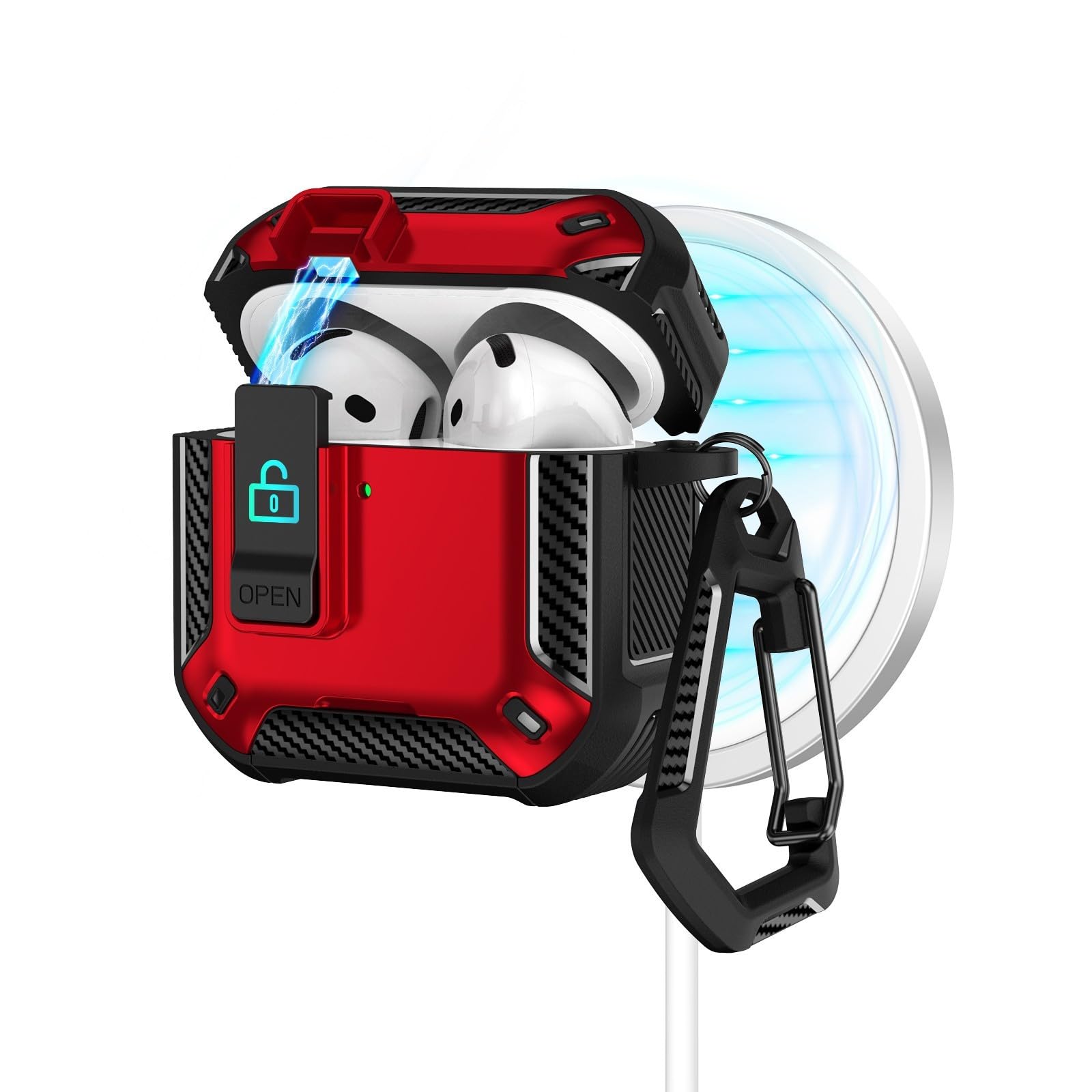 Coque Airpods Pro 2019 silicone rigide rouge évite rayures - 7