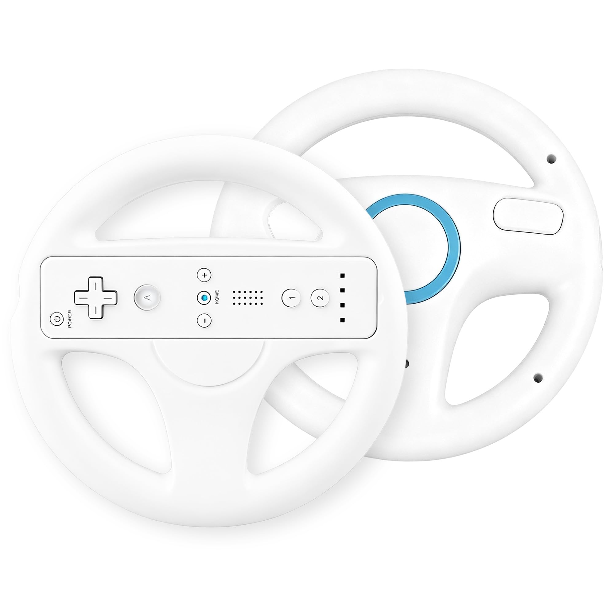 Xahpower Steering Wheel for Nintendo Wii and Wii U Remote Controller, 2 Pack Racing Wheels Games Accessories for Mario Kart (White)-image-24