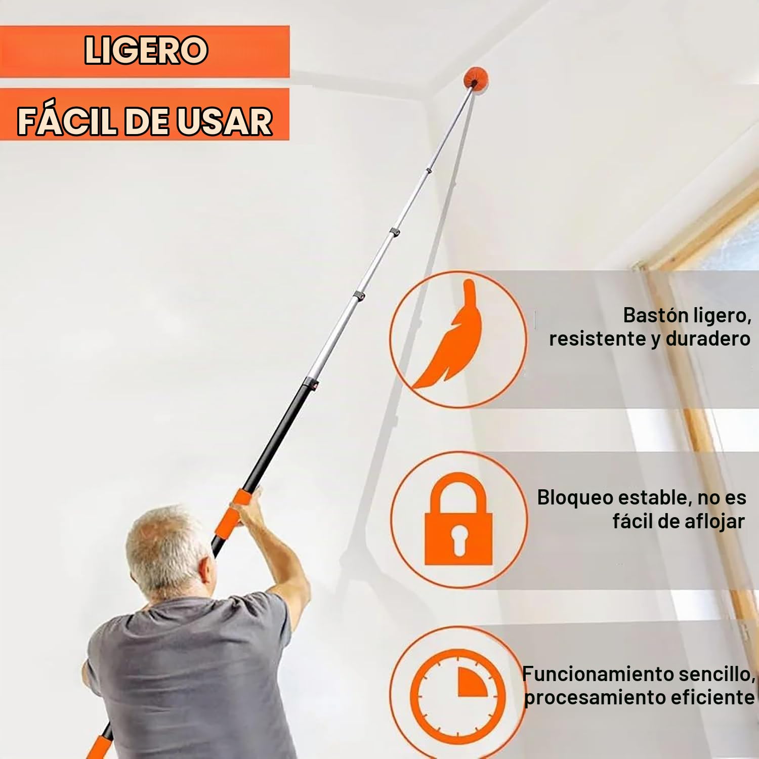 Plumero Telescopico Extensible，Spolverino per Polvere Allungabile 3.65m,Cepillo para Telarañas Extensible para Limpieza, Limpiadores Profesionales de Techos y Esquinas