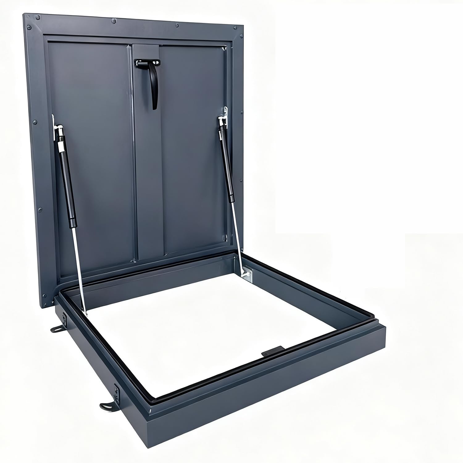 Trappe de toit, porte d'accès en alliage d'aluminium, trappe d'entrée de toit plat pour tête de puits de sous-sol, gris foncé, 90 x 65 cm – Solution d'accès durable et sécurisée