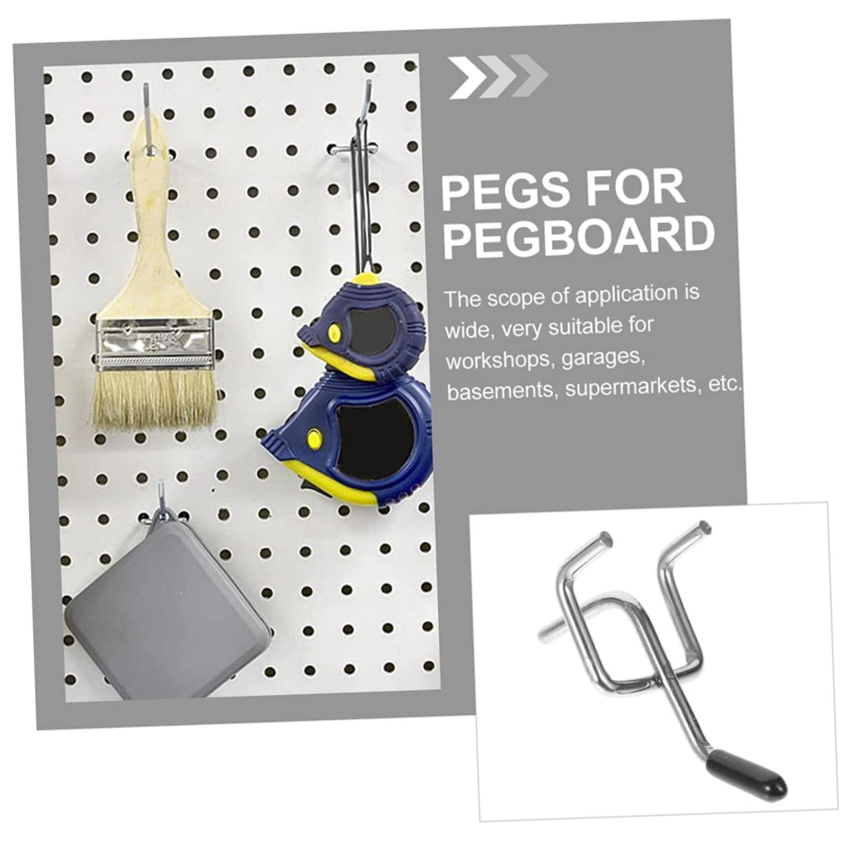 SOLUSTRE 50pcs Metal Pegboard Hooks Heavy Duty Iron Garage Shelving Hooks Home Shop Organization