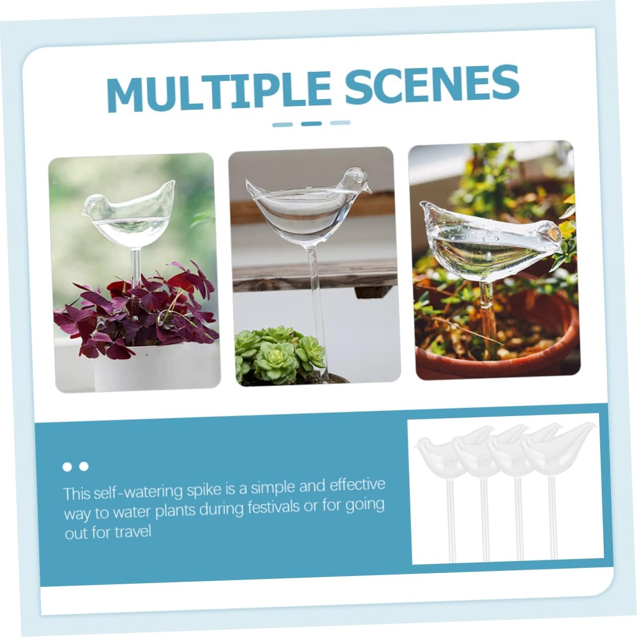 BESTonZON 4pcs Decorative Self Watering Globes for Indoor Plants Automatic Watering Bulbs with Creative Shaped Design Lasts Days for Home and Holiday Use