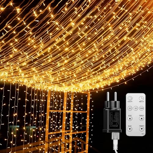 BESCOST Rideau Lumineux Exterieur, 600 LED 6m*3m Guirlande 8 Modes de Fonctionnement Lumière de Rideau pour Décoration Chambre Mariage Noël Soirée Fête...