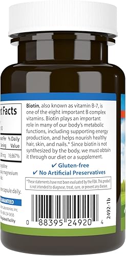 Miniatura 3 de Carlson - Biotina, 5000 mcg, cabello saludable, uñas fuertes y producción de energía, 100 cápsulas