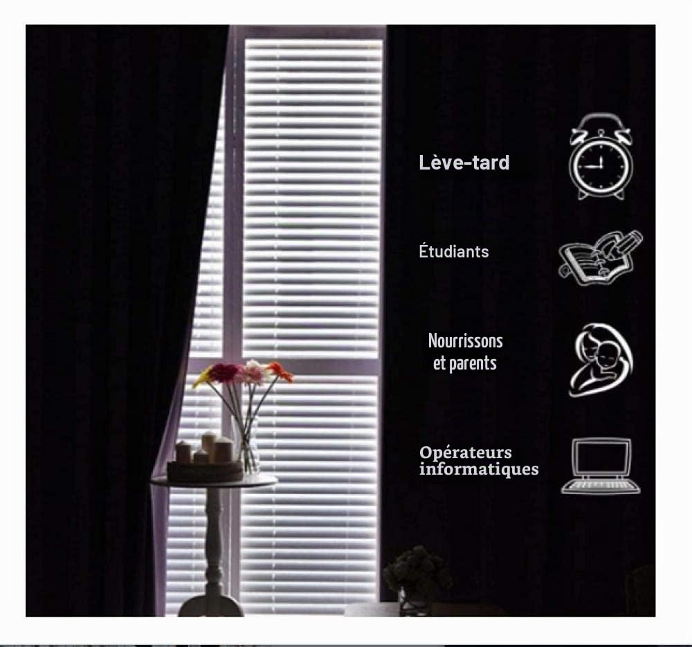Rideau Occultant Motif rayé Noir Blanc 140x250cm x2 3D Impression Rideaux Thermique Isolant Anti Froid Polyester Rideaux pour Chambre Cuisine Décoration