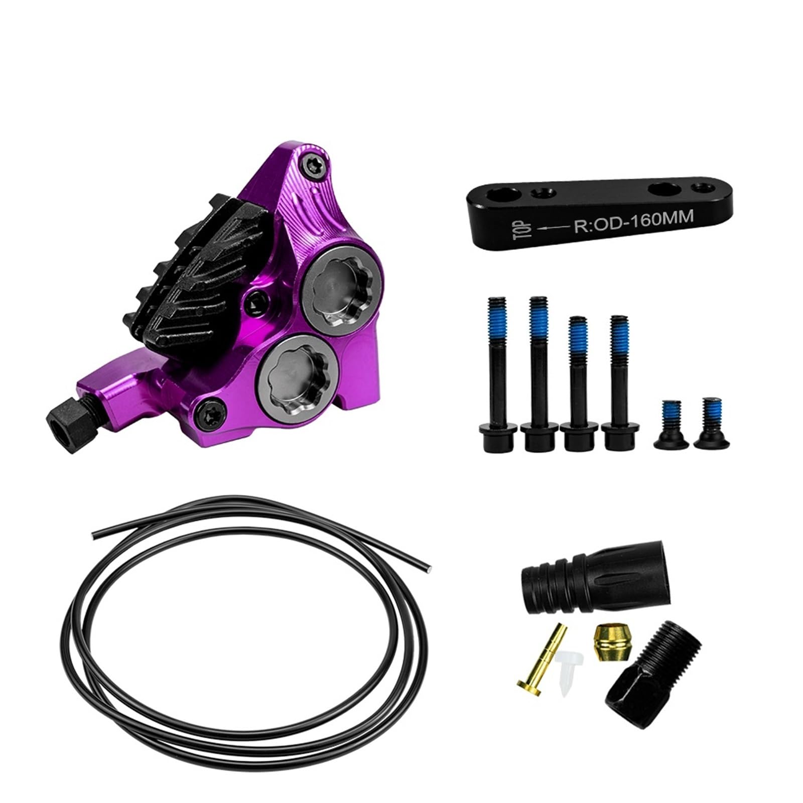 rower tylny bęben hamulcowy tylny bęben hamulcowy XG4 Zacisk hamulca hydraulicznego do roweru szosowego Płaskie czterotłoczkowe klocki hamulcowe CNC Lekkie(Purple caliper rear)