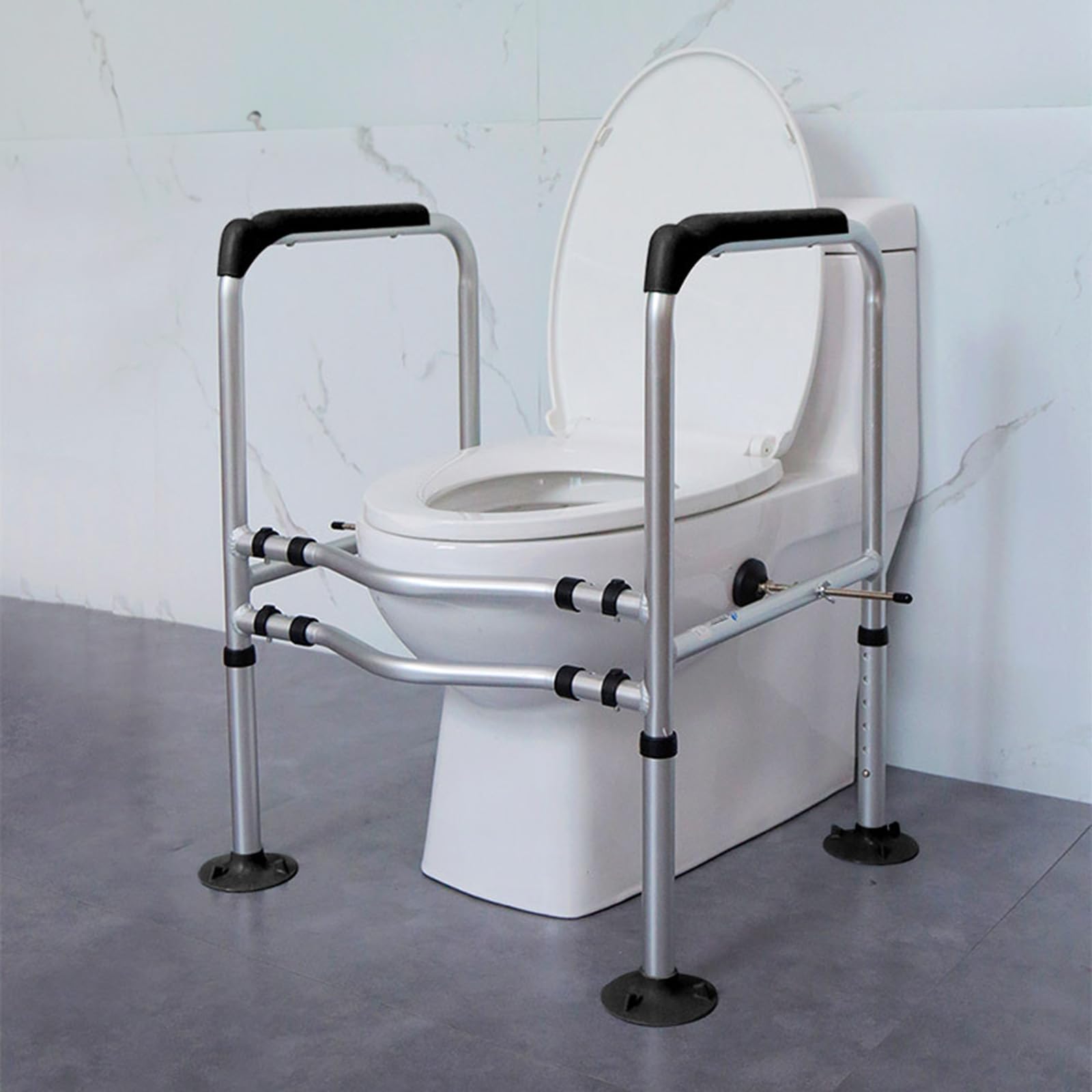 IBVIVIC Supporto per WC per anziani, con grandi tappetini antiscivolo, regolabile in larghezza e altezza, portata fino a 200 kg