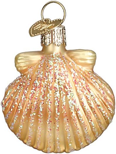 Old World Christmas Assorted Sea Shell Mini Glass Blown Ornament Set for Christmas Tree, Handcrafted Holiday Decoration, Seashell Collection