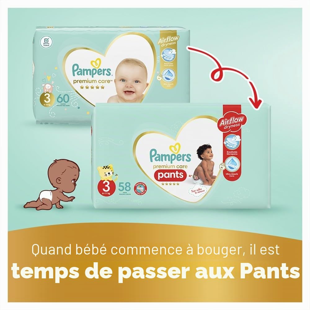 Pampers Premium Care, Taille 0, 30 couches, 3 kg, meilleur confort et protection des peaux sensibles de Pampers