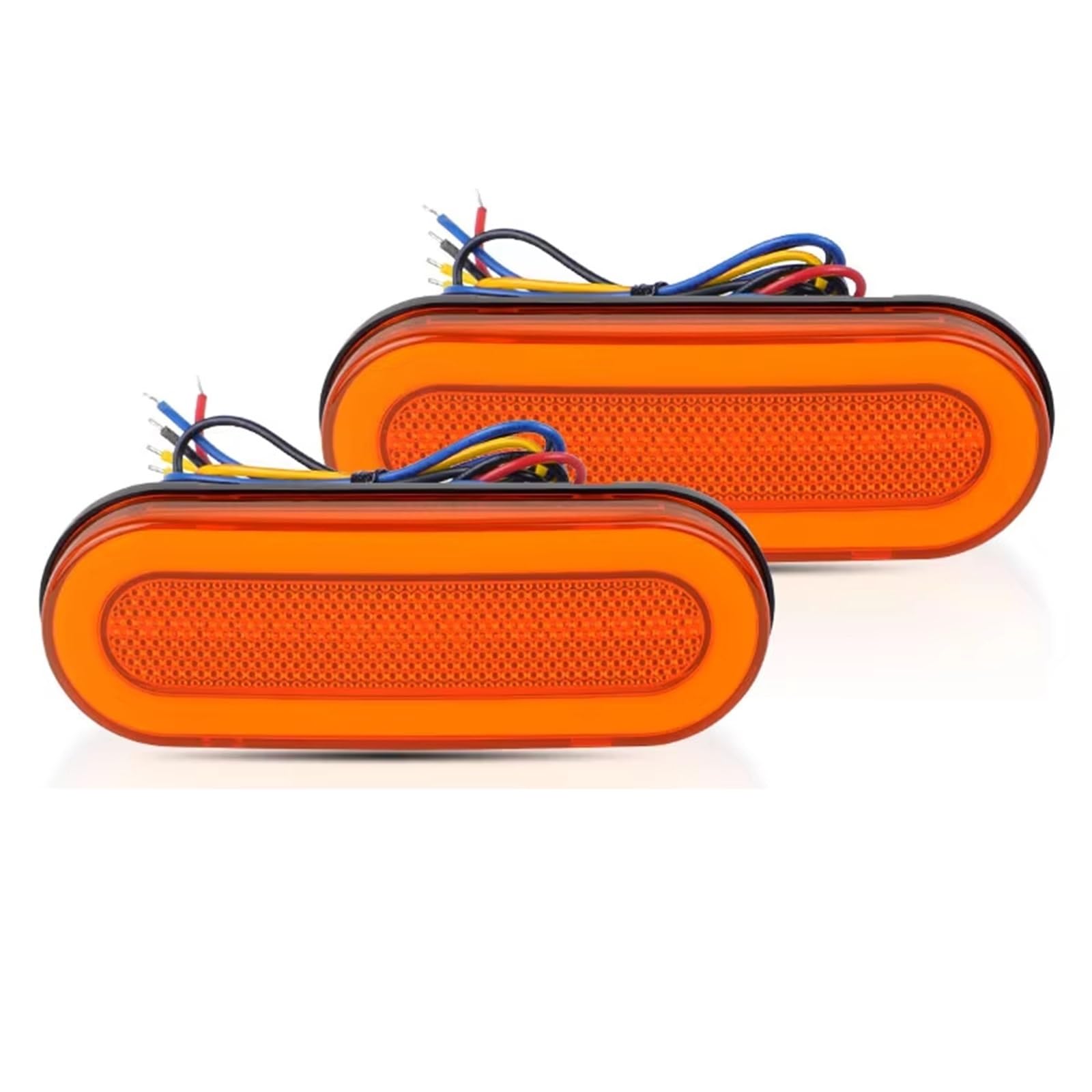 Genérico intermitente automóvil Luz Trasera Universal Remolque 3 En 1 Anillo Flash Halo 12V 24V Señal Giro Freno Cuadrado Lámpara Circulación Diurna Camioneta(2pcs Oval)