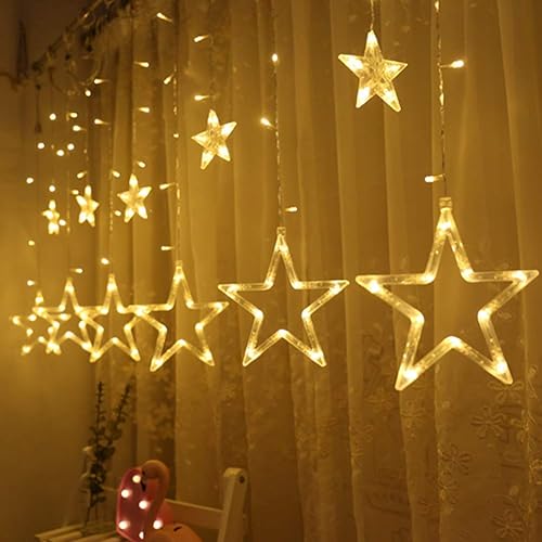 Miniatura 1 de Twinkle Star 12 Stars tiras de luces para cortina de ventana con 138 ledes 8 modos de parpadeo decoración para Navidad bodas fiestas hogar patio