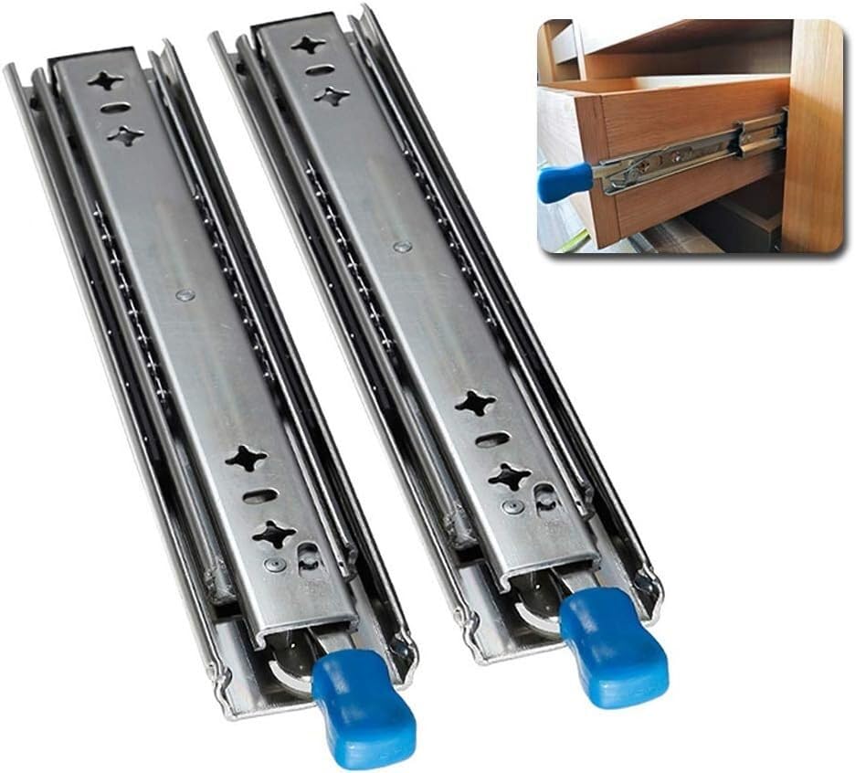 Paquete de 2 guías telescópicas de extensión completa para cajones de gabinete, barra deslizante telescópica con cerradura de 55 cm