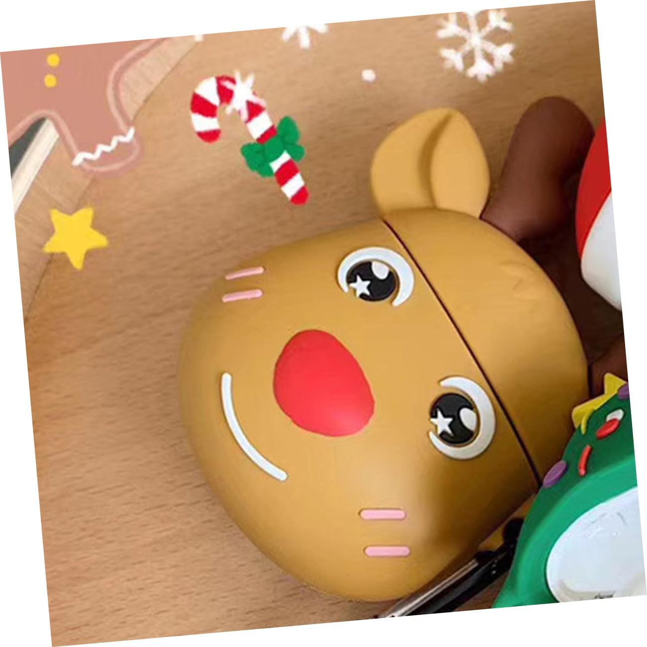 UKCOCO Wireless Earphone Cover Deer Style Protective Case Compatible with iPhone Cartoon Design Durable Outdoor Activity Accessory