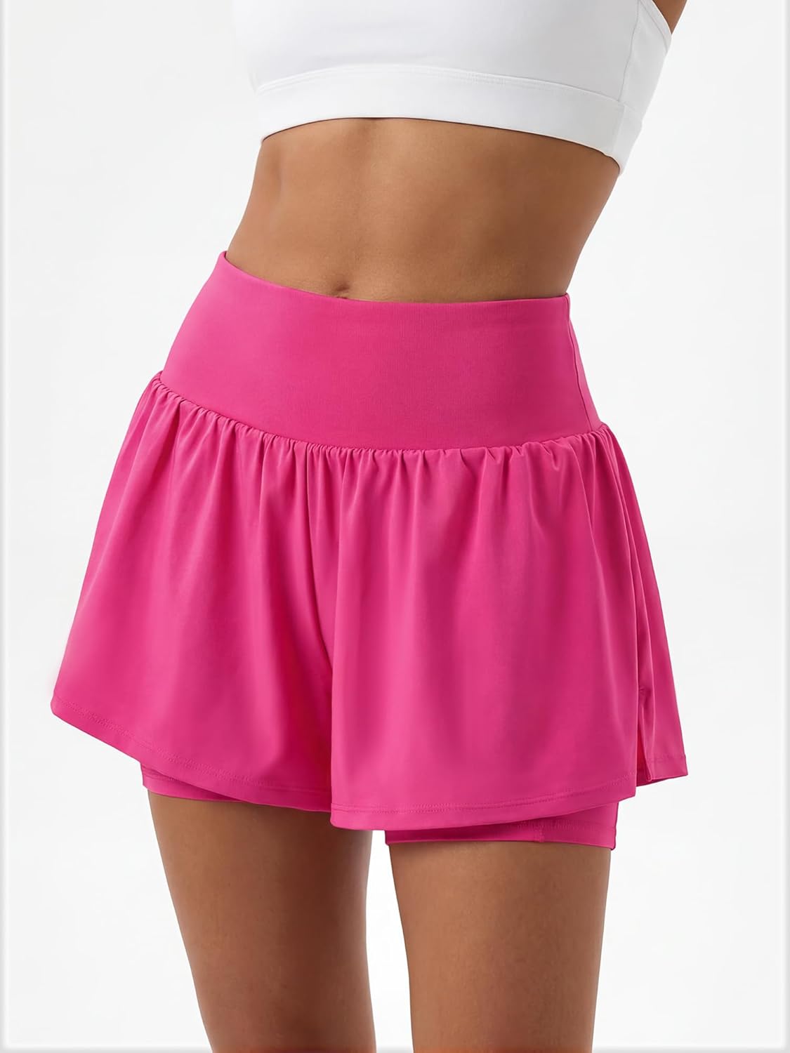 Stelle Women 2 in 1 Running Shorts Flowy Athletic Short High Waisted Workout Tennis Gym Short with Liner Pockets - Image 2