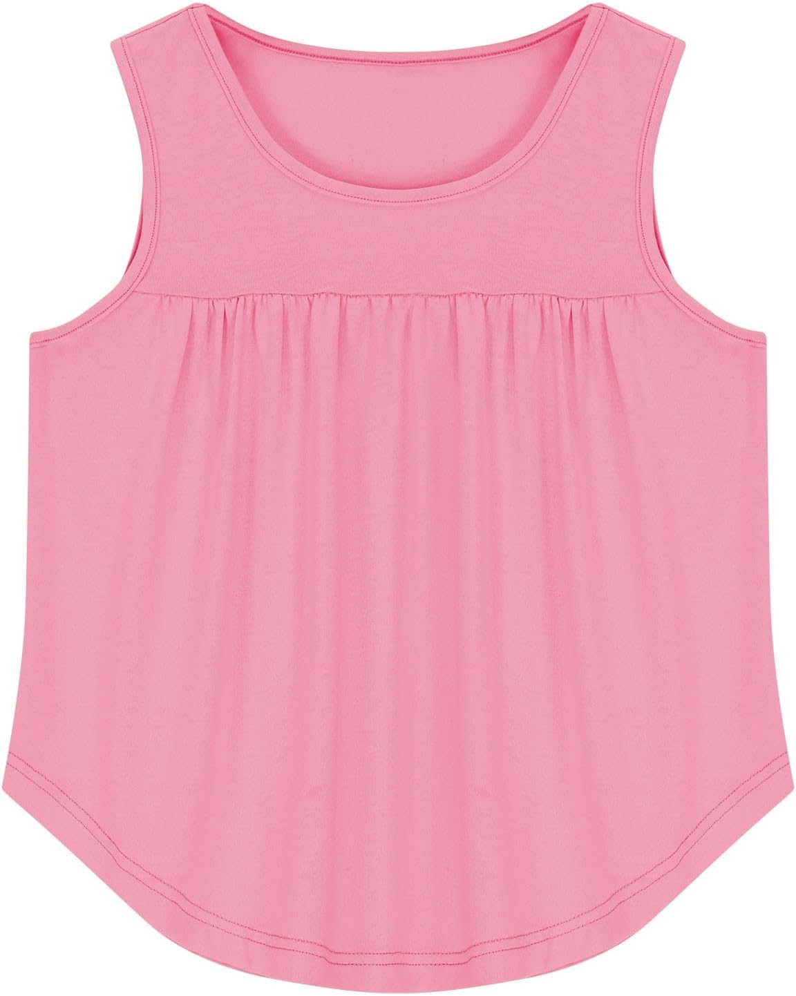 Girls Sleeveless Tank Top Cute Pleated Halte𝐫 Neck Summer Cami Shirt Tees Summer Loose Soft Sport Vest Basic Shirts