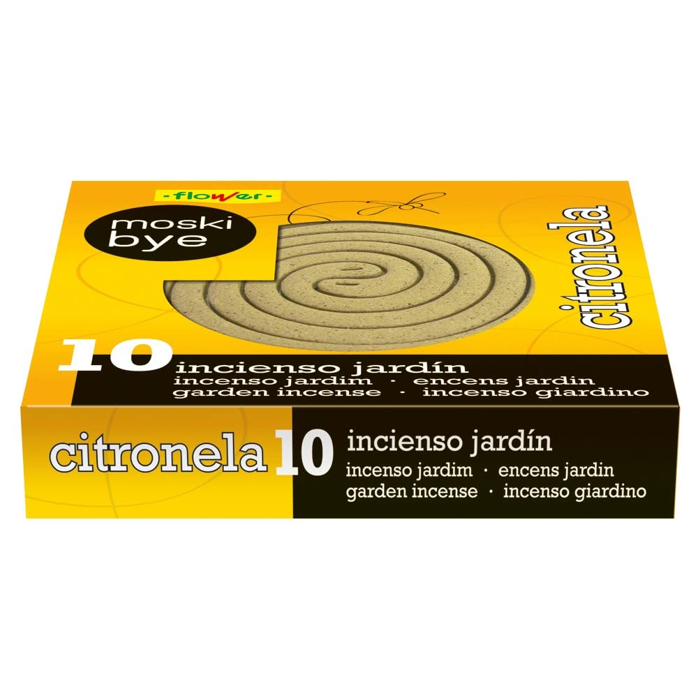Espirales Ahuyenta Mosquitos Citronela 10 Unidades Natural Incluye Plato Decorativo 12x2.5x12 cm