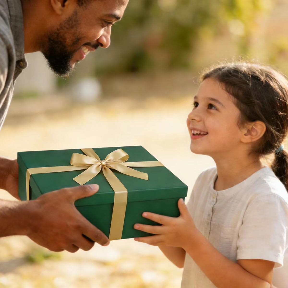 Grande boîte cadeau verte avec couvercle 42 x 32 x 15,5 cm, boîtes cadeaux premium avec couvercle et ruban pour cadeaux de Saint-Valentin, Noël Comprend du papier de soie déchiqueté Cartes