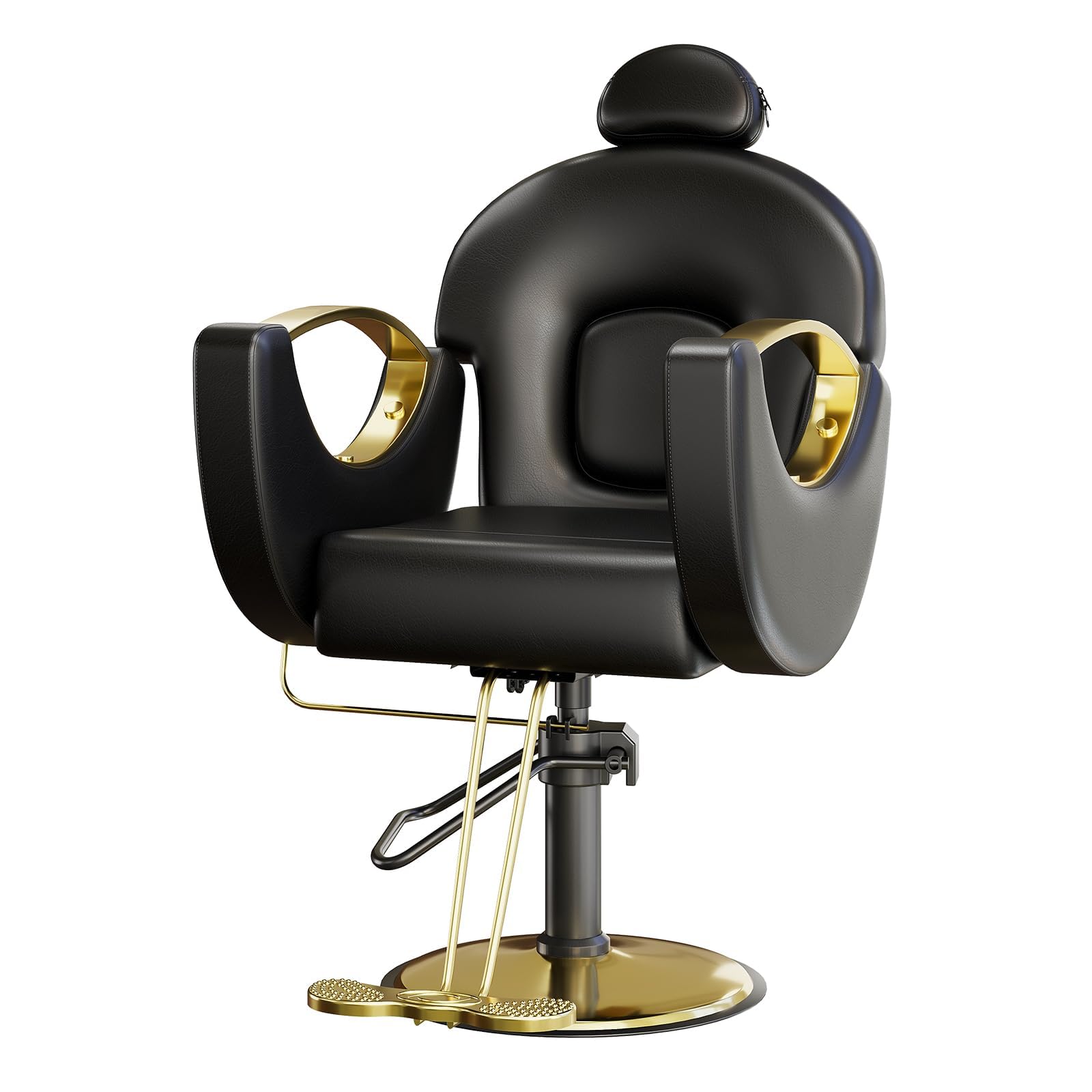 Photo 1 of PeakPursuit Reclining Barber Chair, 360° Swivel Hydraulic Styling Chair with Heavy Duty Hydraulic Pump for Hair Stylist Barbershop Home Spa Shampoo, Black