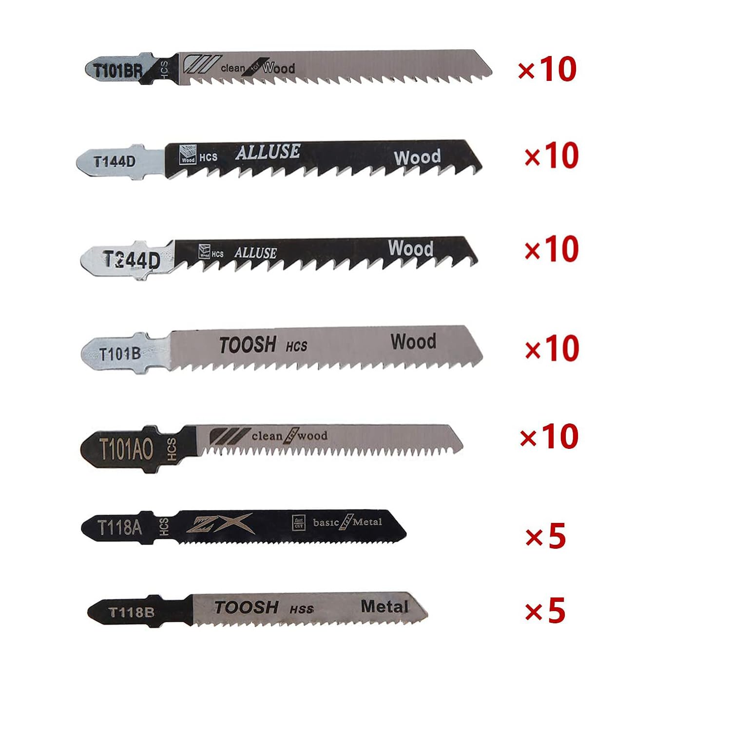 60pcs T Shank Jigsaw Blades Set, Assorted Jig Saw Blade Set for Wood Plastic and Metal Cutting Fits Most Jig Saw Models - Image 4